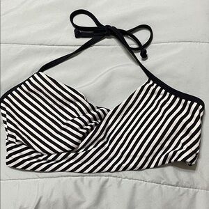 Athleta White and Black Striped Swim Top